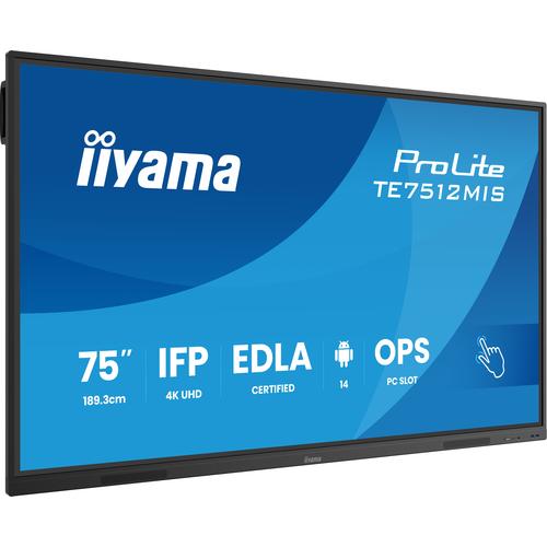 iiyama TE7512MIS-B4AG beeldkrant Interactief flatscreen 190,5 cm (75") LCD Wifi 400 cd/m² 4K Ultra HD Zwart Touchscreen Type processor Android 24/7 - Image 1