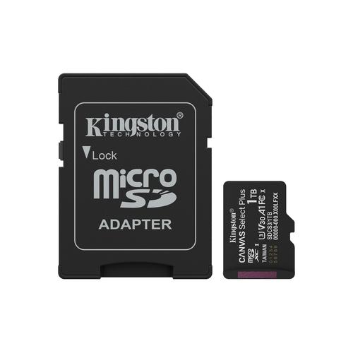 Kingston Technology 1TB microSDXC Canvas Select Plus Gen3 150MB/s A1 kaart + adapter - Image 1