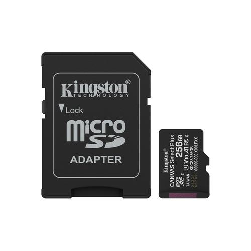 Kingston Technology 256GB microSDXC Canvas Select Plus Gen3 150MB/s A1 kaart + adapter