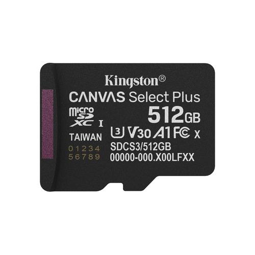 Kingston Technology 512GB microSDXC Canvas Select Plus Gen3 150MB/s A1 kaart + adapter - Image 3