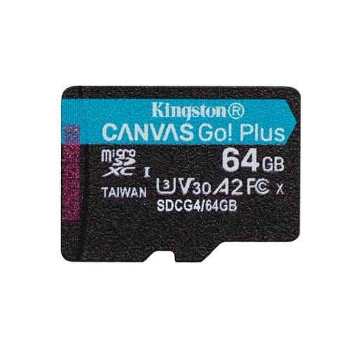 Kingston Technology 64GB microSDXC Canvas Go! Plus Gen4 200MB/s A2 U3 V30 kaart + adapter - Image 2