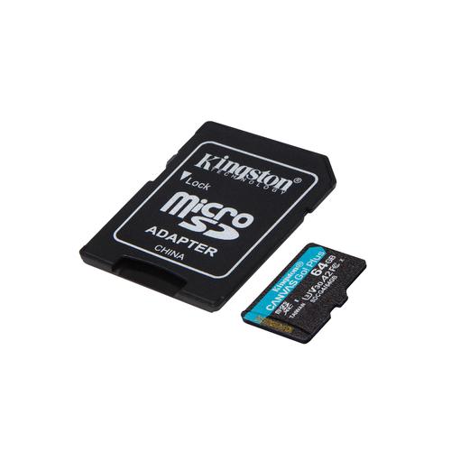Kingston Technology 64GB microSDXC Canvas Go! Plus Gen4 200MB/s A2 U3 V30 kaart + adapter - Image 3