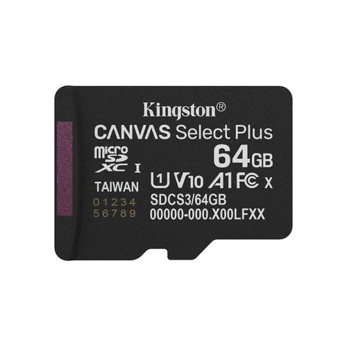 Kingston Technology 64GB microSDXC Canvas Select Plus Gen3 100MB/s A1 kaart + adapter - Image 3