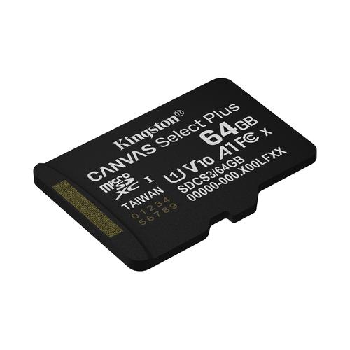 Kingston Technology 64GB microSDXC Canvas Select Plus Gen3 100MB/s A1 kaart + adapter - Image 4