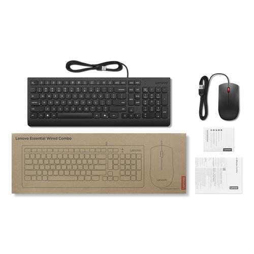 Lenovo Essential Wired Combo Black US Euro toetsenbord Inclusief muis Universeel USB Zwart - Image 4