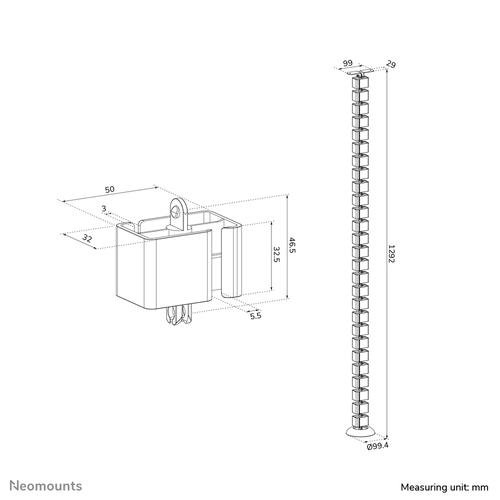 Neomounts ADS06-130BL Kabelgeleider - schroefbevestiging - universeel - Image 3
