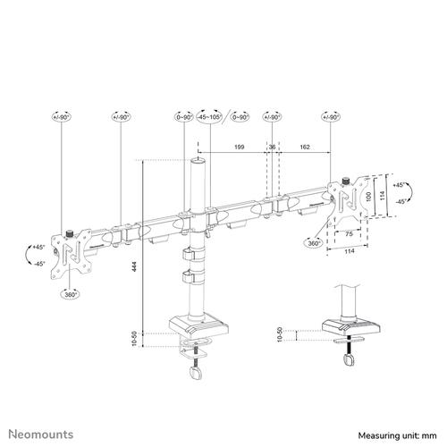 Neomounts DS60-600BL2 Monitorarm 10-32" - Quick-fix - 180°-stop - Image 10