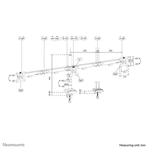 Neomounts DS60-600BL3 Monitorarm 10-27" - Quick-fix - 180°-stop - Image 9