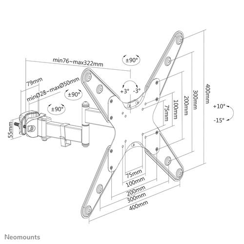 Neomounts FL40-450BL14 TV-paalsteun 32-55" - diam. 28-50 mm - full motion - Image 7