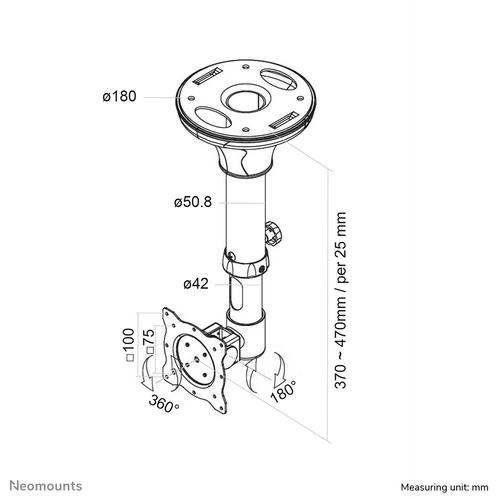 Neomounts FPMA-C025SILVER Monitor/TV-beugel plafond 10-30" - h 37-47 cm - kantelbaar - Image 6