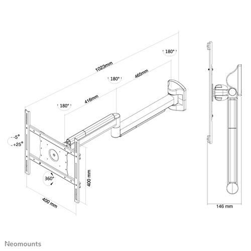Neomounts FPMA-HAW050 Medische TV-beugel wand 10-40" - full motion - Image 3