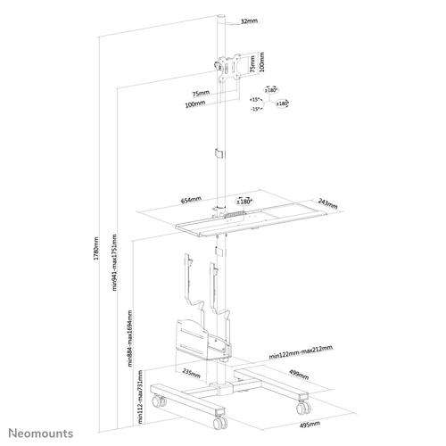 Neomounts FPMA-MOBILE1700 Mobiel werkstation 10-32 - Image 5