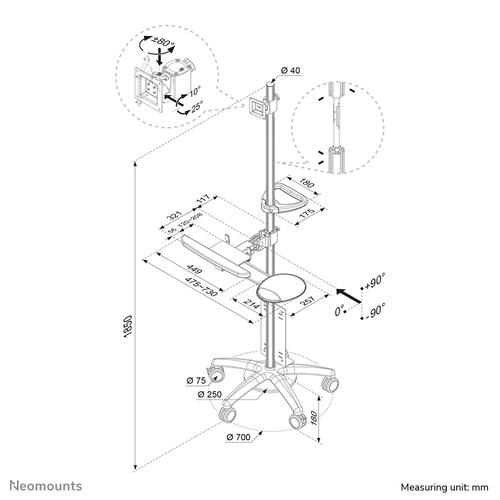 Neomounts FPMA-MOBILE1800 Mobiel werkstation 10-27 - Image 3