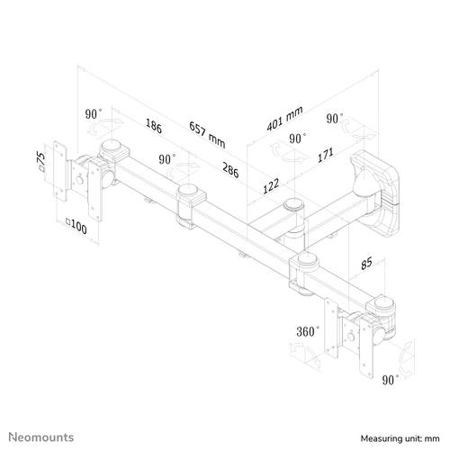 Neomounts FPMA-W960D Dual monitor/TV-beugel wand 10-27" - full motion - Image 6