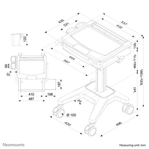 Neomounts MED-M200 Medisch mobiel werkstation 10-17" - gasveer - vergrendelbaar - Image 8