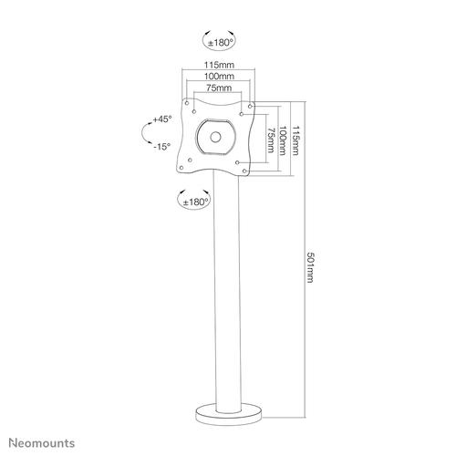 Neomounts NS-DPOS100BLACK Monitorstandaard 10-32" - bolt-down - Image 2