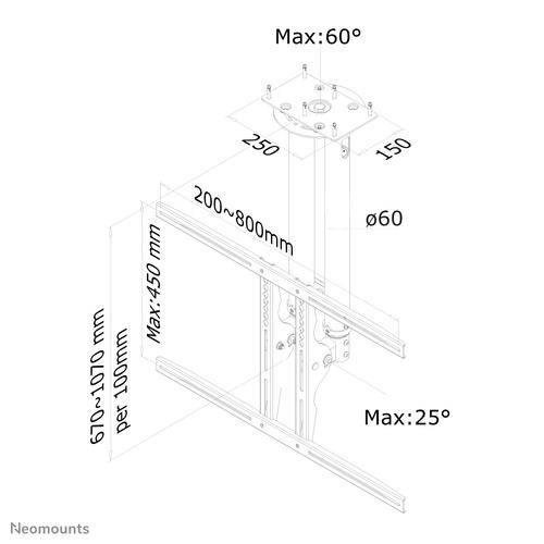 Neomounts PLASMA-C100 Monitor/TV-beugel plafond 37-75" - h 67-107 cm - Image 3