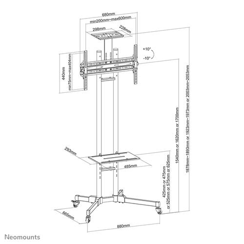 Neomounts PLASMA-M1700E TV trolley 32-70 - Image 10