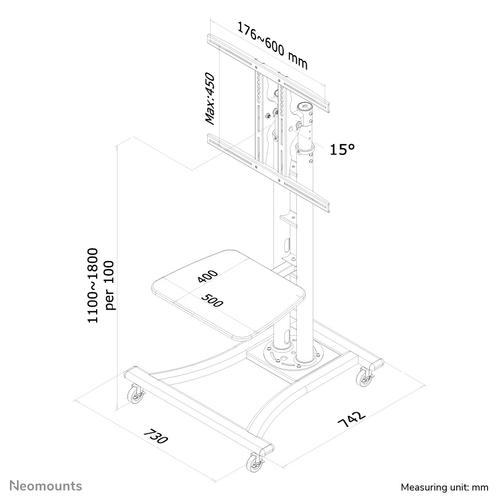 Neomounts PLASMA-M1800E TV trolley 27-70 - Image 6