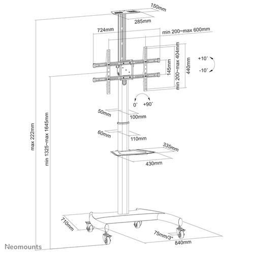 Neomounts PLASMA-M1900E TV trolley 37-70" - roteerbaar - Image 10