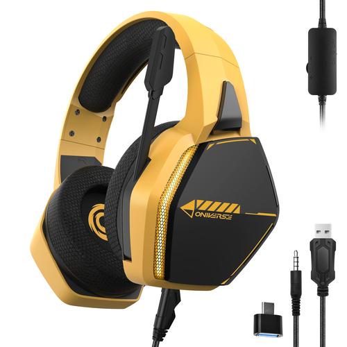 Oniverse Nebula Headset Bedraad Hoofdband Gamen USB Type-A Zwart, Geel - Image 1