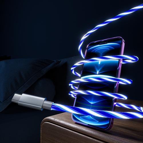 Oniverse ONICAB1-CTYPEC2-LED USB-kabel 2 m USB A USB C Blauw, Zilver - Image 2