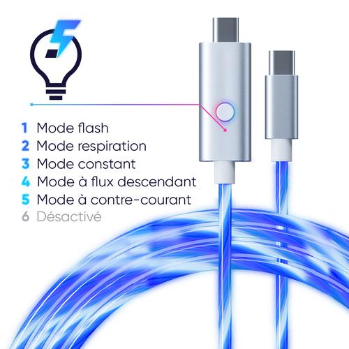 Oniverse ONICAB1-CTYPEC2-LED USB-kabel 2 m USB A USB C Blauw, Zilver - Image 3