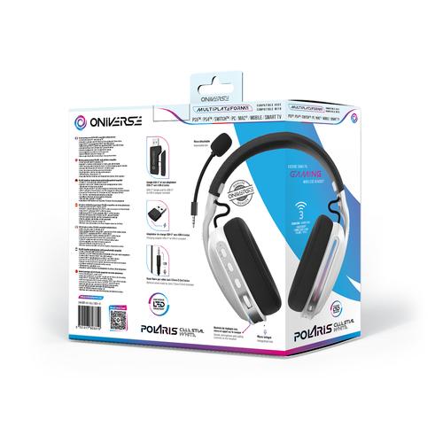 Oniverse Polaris Headset Bedraad en draadloos Hoofdband Gamen USB Type-C / USB Type-A Bluetooth Zwart, Wit - Image 2
