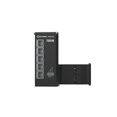 Teltonika NETWORKS TSF010 Flat Ethernet Switch Unmanaged Fast Ethernet (10/100) DIN rail Zwart - Image 1