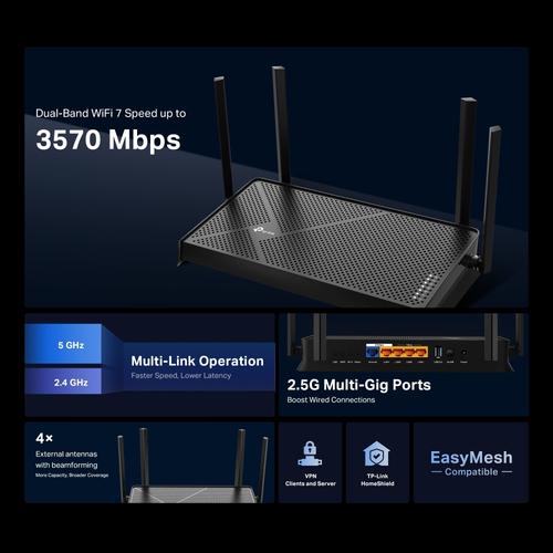 TP-Link Archer BE3600 draadloze router 2.5 Gigabit Ethernet Dual-band (2.4 GHz / 5 GHz) Zwart - Image 4