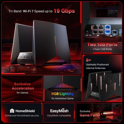 TP-Link Archer GE800 draadloze router 10 Gigabit Ethernet Tri-band (2,4 GHz / 5 GHz / 6 GHz) Zwart - Image 4