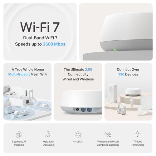 TP-Link DECO BE25(3-PACK) mesh-wifi-systeem Dual-band (2.4 GHz / 5 GHz) Wi-Fi 7 (802.11be) Wit 2 Intern - Image 3