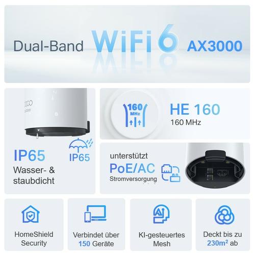 TP-Link Deco X50-Outdoor Dual-band (2.4 GHz / 5 GHz) Wi-Fi 6 (802.11ax) Wit 1 Intern - Image 5