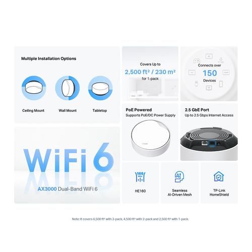 TP-Link DECO X50-POE(1-PACK) mesh-wifi-systeem Dual-band (2.4 GHz / 5 GHz) Wi-Fi 6 (802.11ax) Wit 2 Intern - Image 7