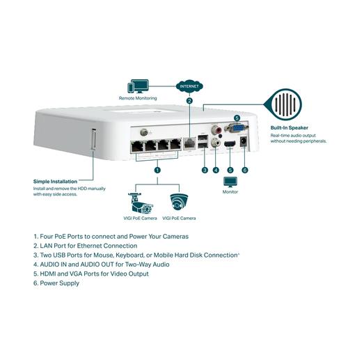 TP-Link VIGI NVR1104H-4P Wit - Image 4