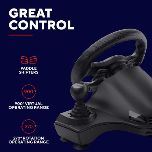 Trust GXT 289 Movi Zwart USB Stuurwiel + pedalen Nintendo Switch, PlayStation 4, Xbox One S, Xbox One X, Xbox Series S, Xbox Series X - Image 5