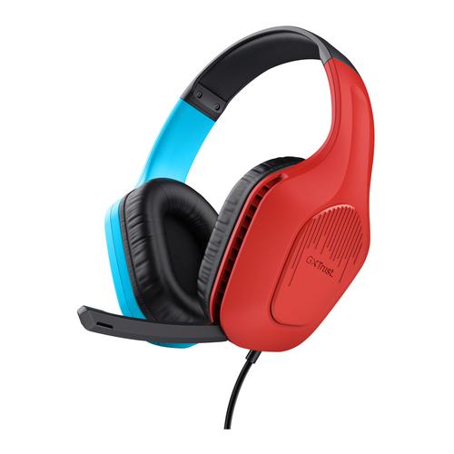 Trust GXT 416S Zirox Headset Bedraad Hoofdband Gamen Zwart, Cyaan, Rood - Image 1