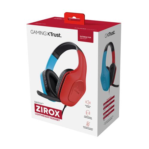Trust GXT 416S Zirox Headset Bedraad Hoofdband Gamen Zwart, Cyaan, Rood - Image 8