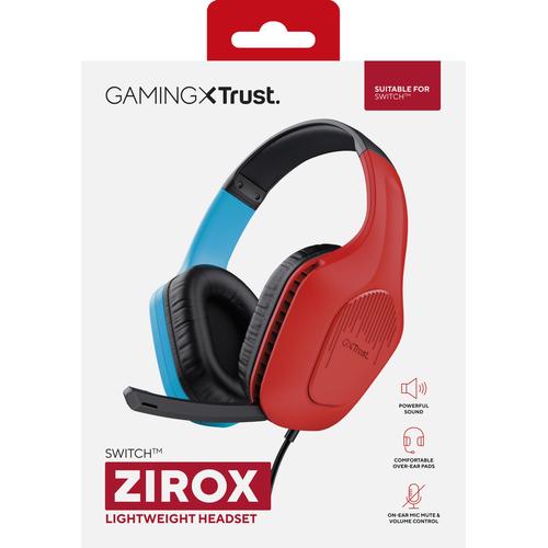 Trust GXT 416S Zirox Headset Bedraad Hoofdband Gamen Zwart, Cyaan, Rood - Image 9