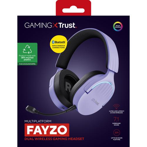 Trust GXT 491P FAYZO Headset Bedraad en draadloos Hoofdband Gamen USB Type-A Bluetooth Zwart, Paars - Image 6