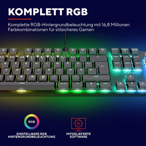 Trust GXT 868 Torix toetsenbord Gamen USB + RF Wireless + Bluetooth QWERTY Amerikaans Engels Zwart - Image 6