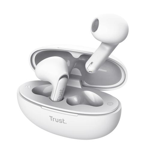 Trust Yavi Headset True Wireless Stereo (TWS) In-ear Oproepen/muziek USB Type-C Bluetooth Wit