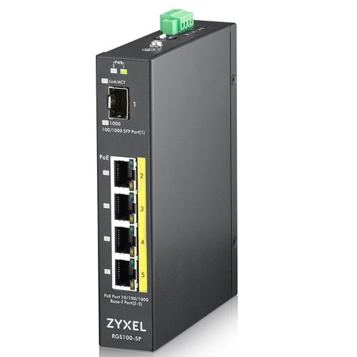 Zyxel RGS100-5P Unmanaged L2 Gigabit Ethernet (10/100/1000) Power over Ethernet (PoE) Zwart - Image 1